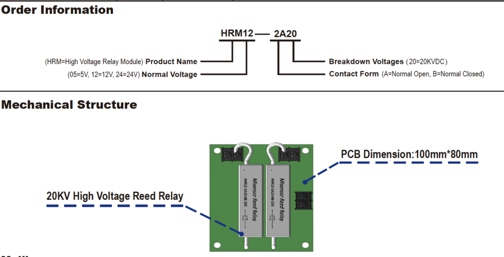 20kv reed relay