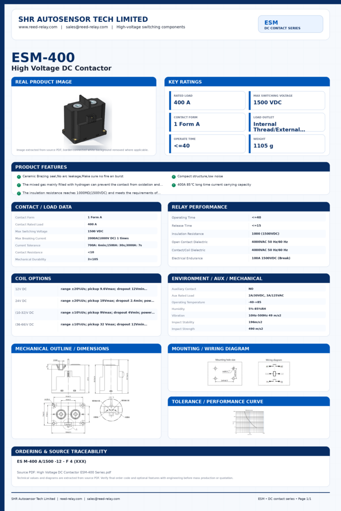 ESM-400 DC contactor datasheet preview