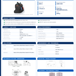 EVG-200 DC contactor datasheet preview