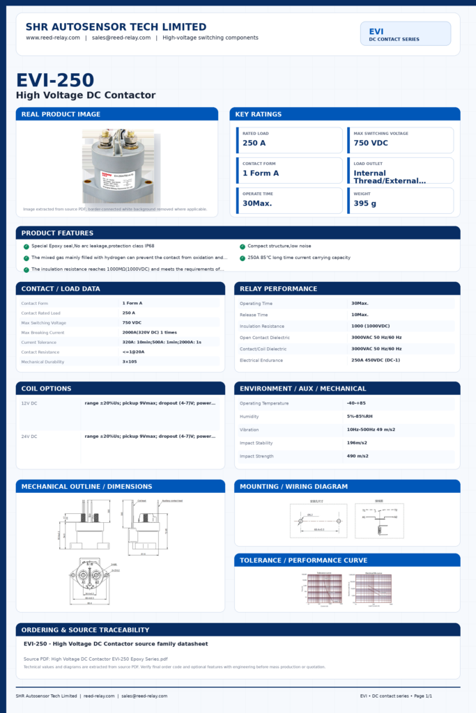 EVI-250 DC contactor datasheet preview