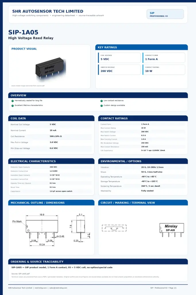 SIP-1A05 professional datasheet preview