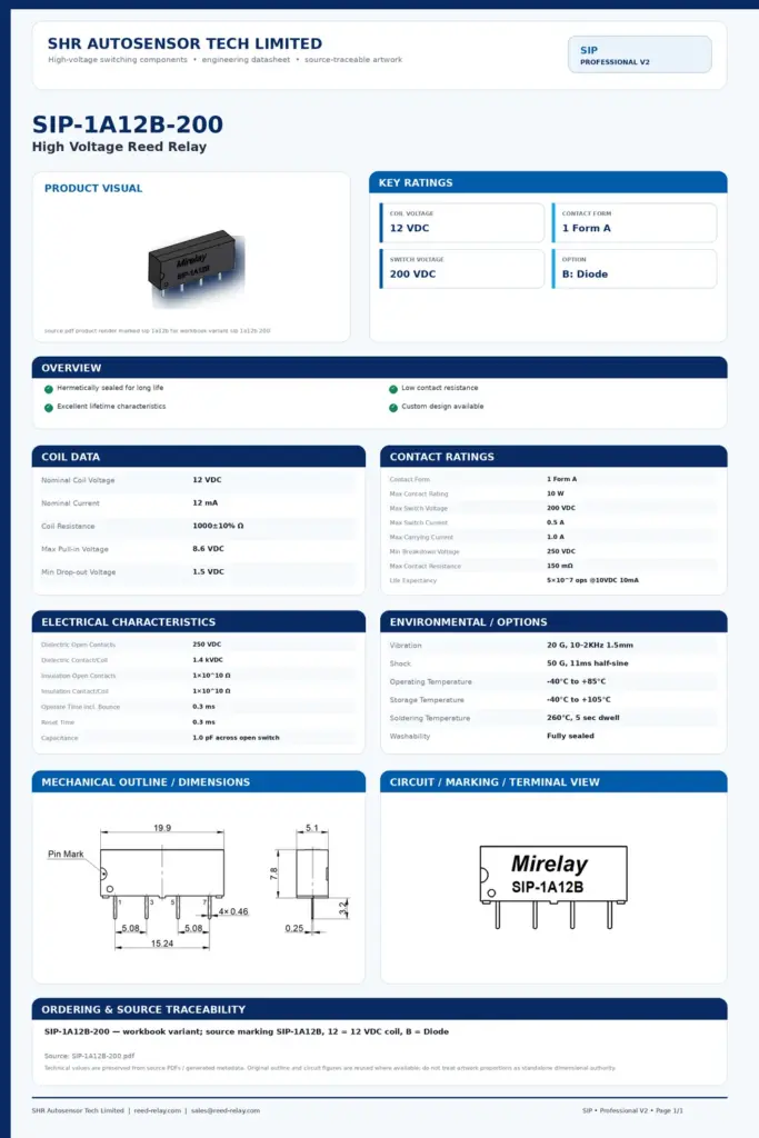 SIP-1A12B-200 professional datasheet preview
