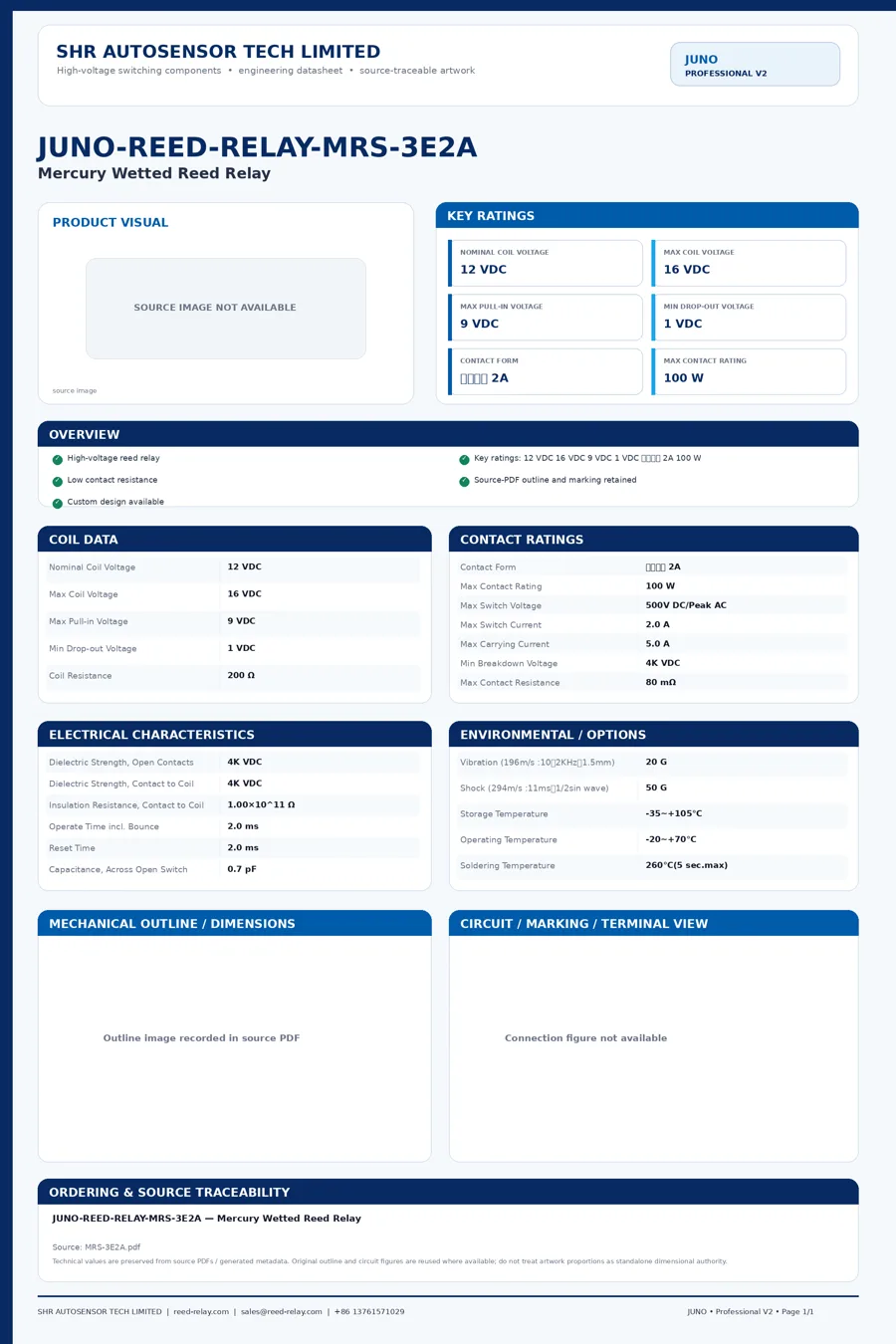 JUNO-REED-RELAY-MRS-3E2A professional datasheet preview