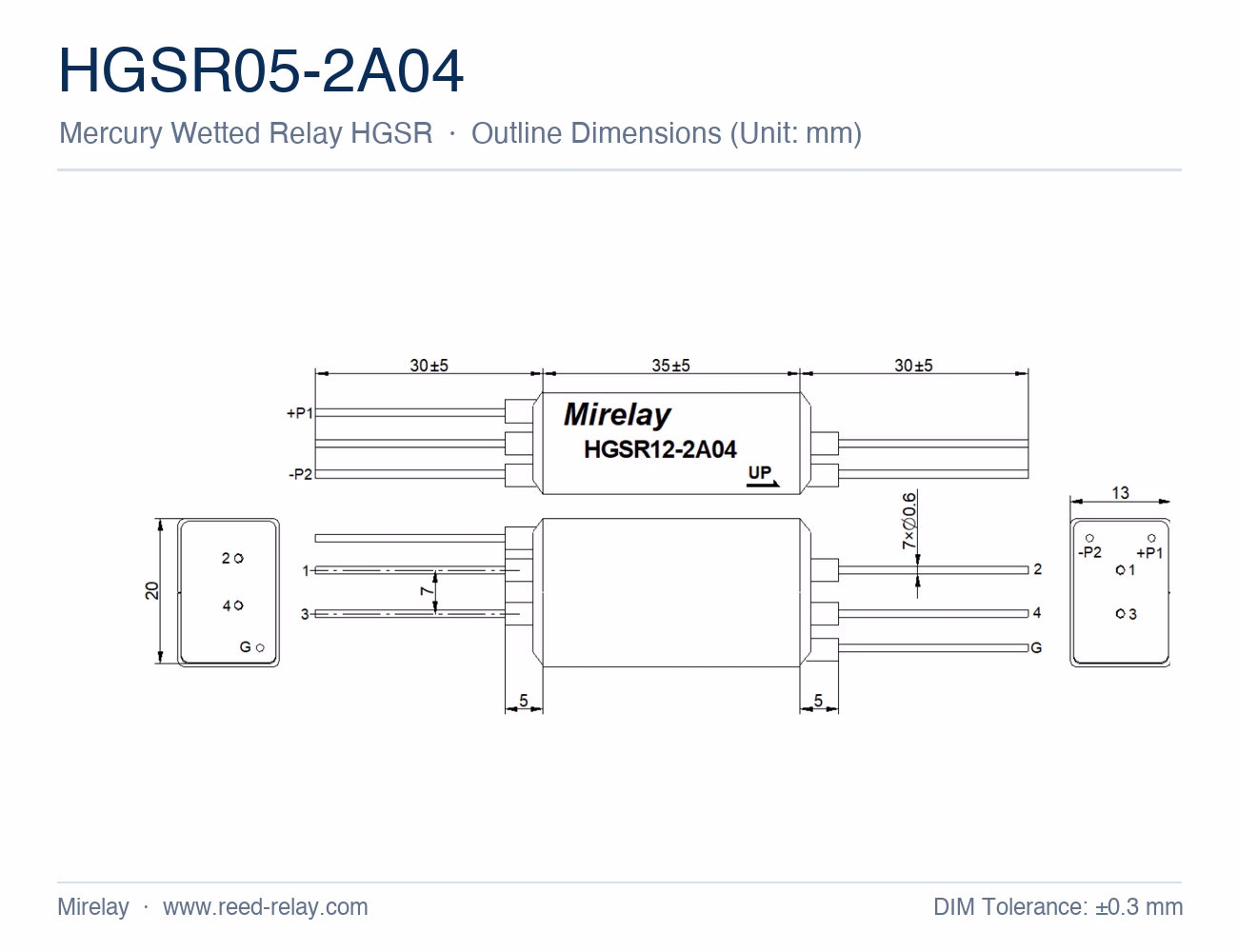 5V 2 Channel High Current Mercury 5A Wetted Relay HGSR05-2A04