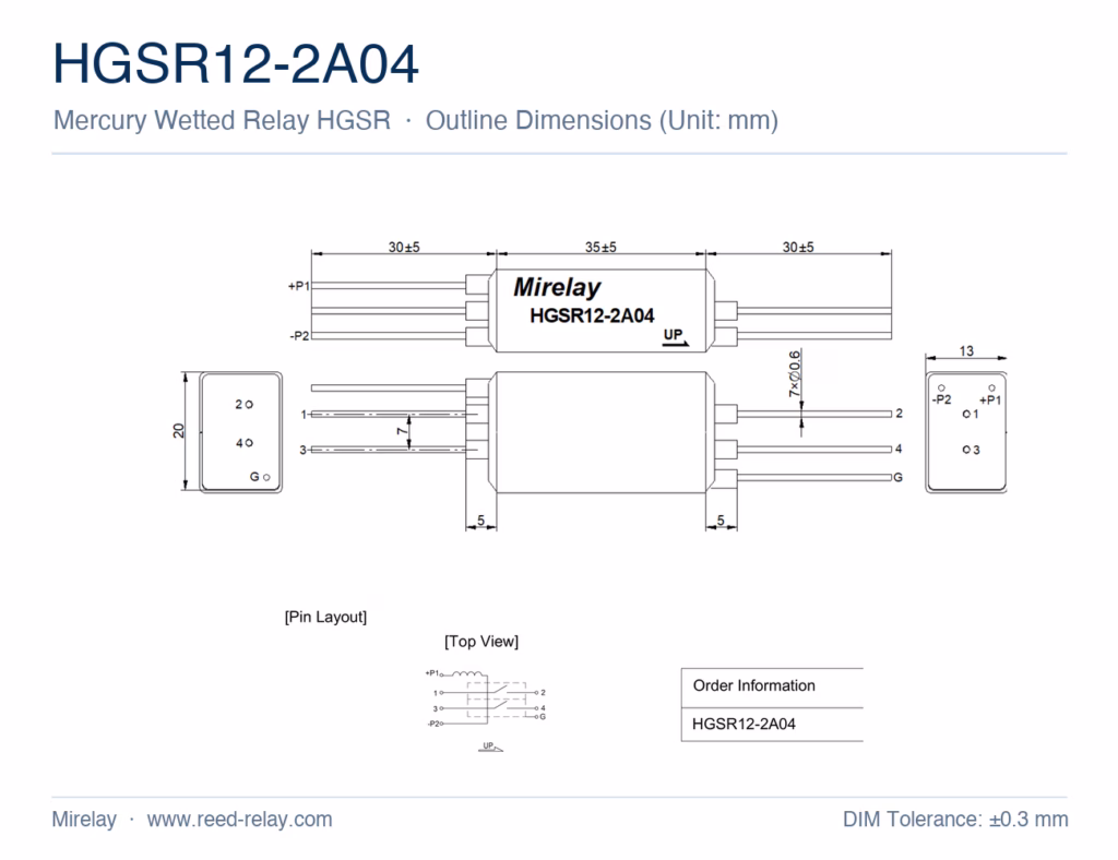 HGSR12-2A04 Mercury Wetted Reed Relay