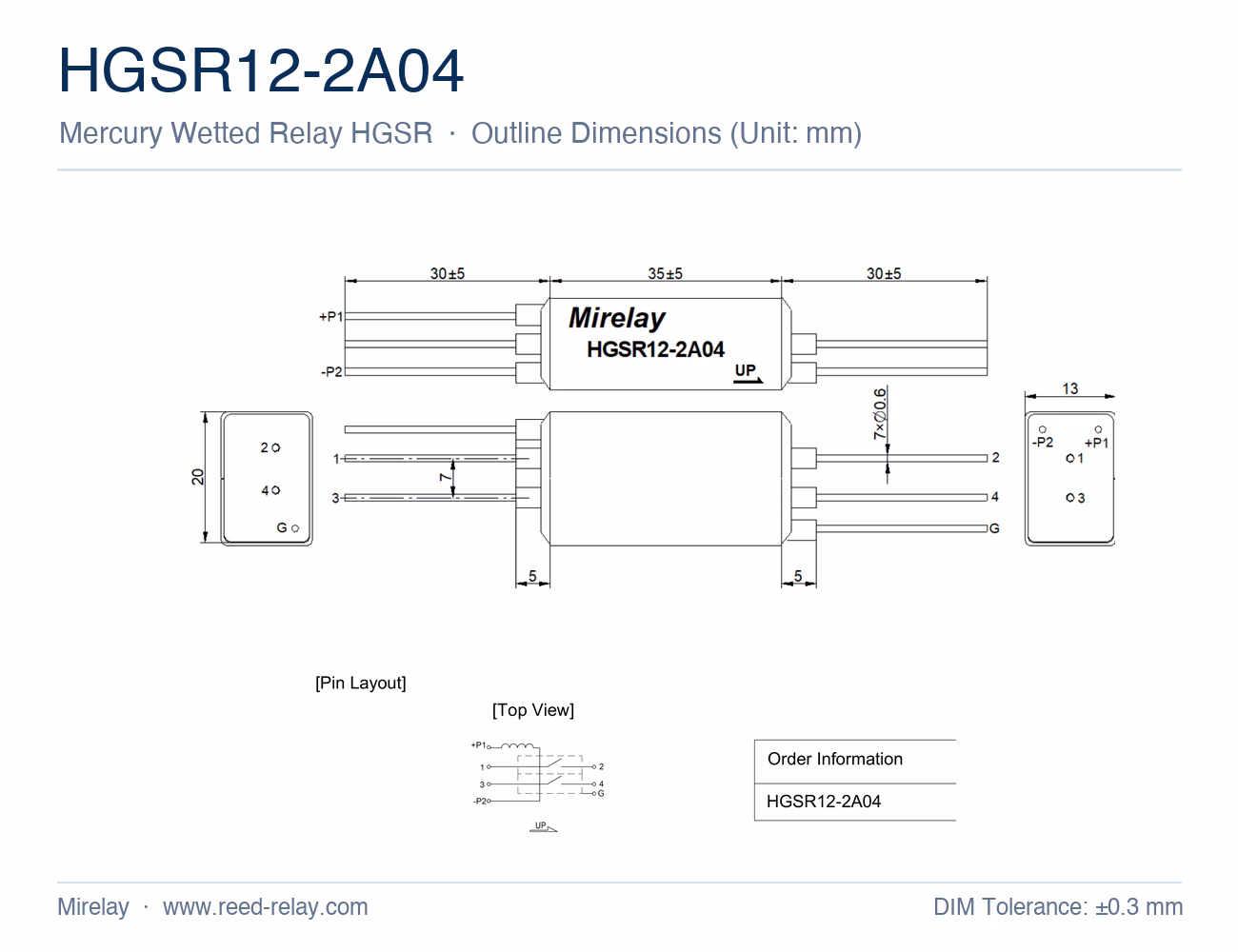 HGSR12-2A04 Mercury Wetted Reed Relay