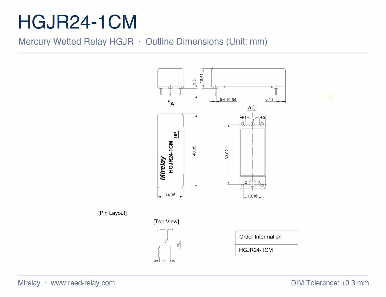 HGJR24-1CM Mercury Wetted Reed Relay