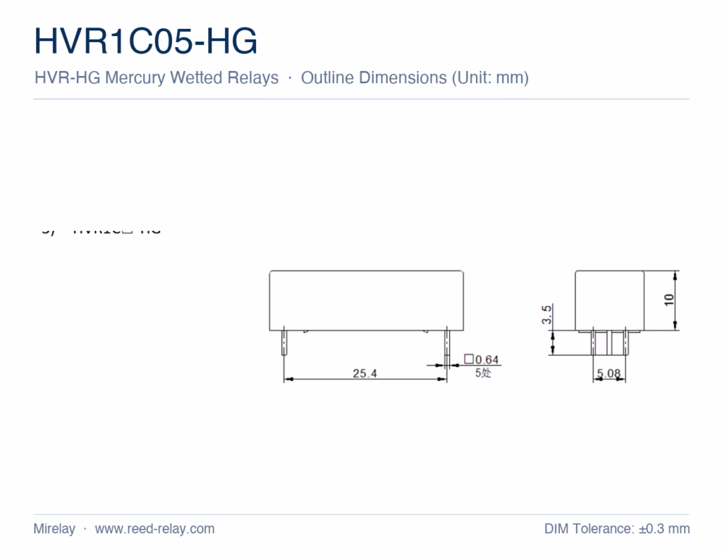 HVR1C05-HG Mercury Wetted Reed Relay