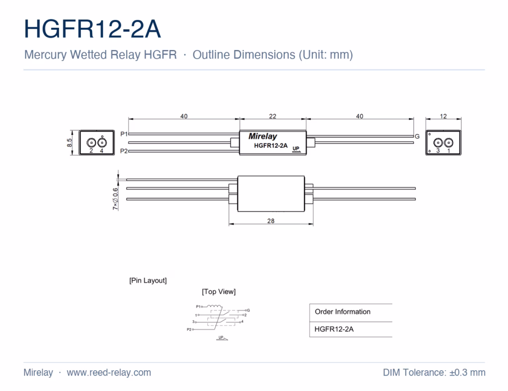HGFR12-2A Mercury Wetted Reed Relay