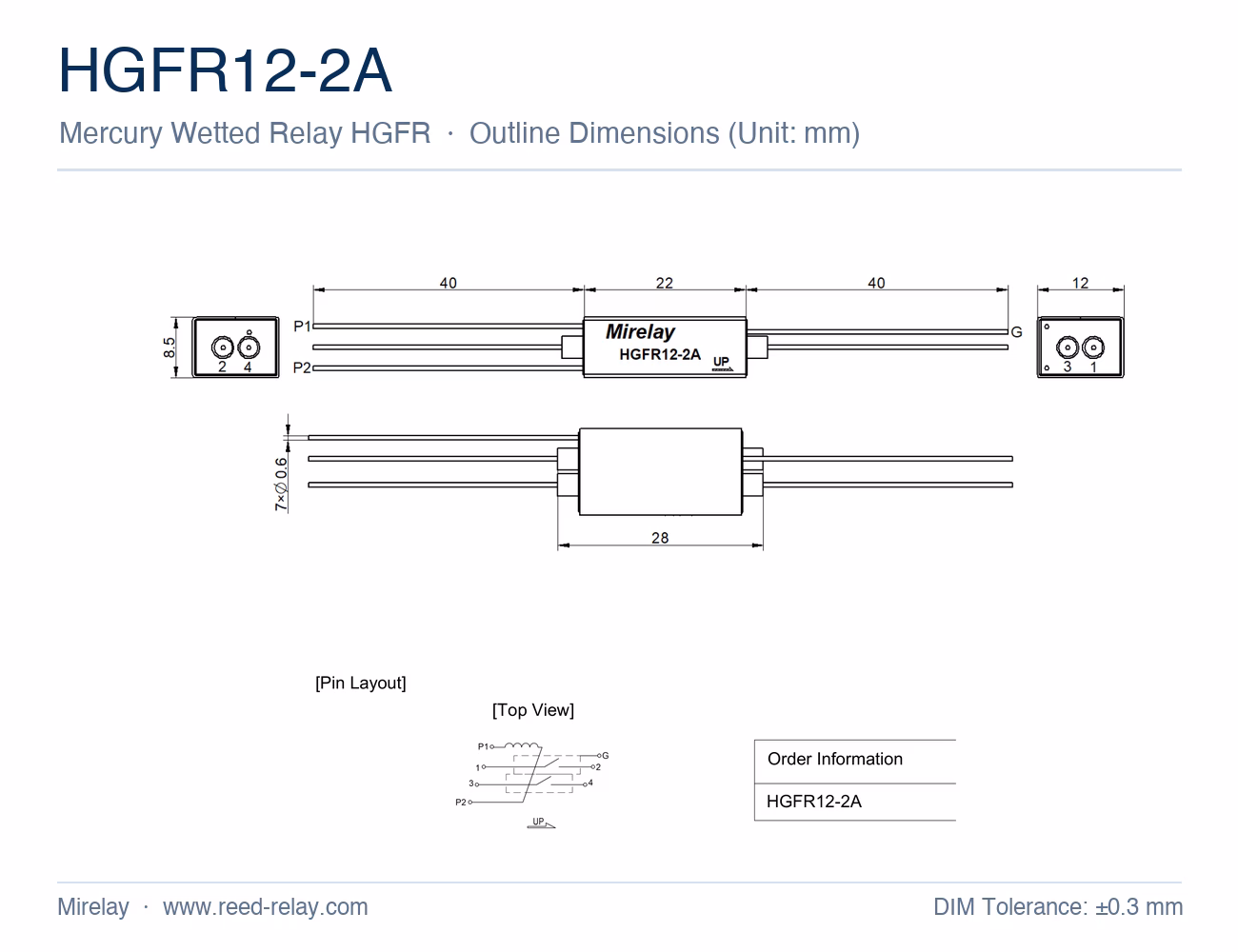 HGFR12-2A Mercury Wetted Reed Relay