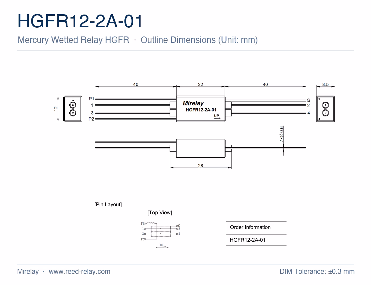 HGFR12-2A-01 Mercury Wetted Reed Relay