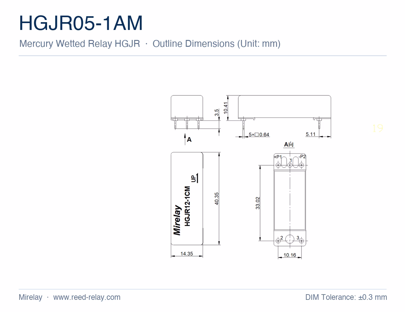 HGJR05-1AM Mercury Wetted Reed Relay
