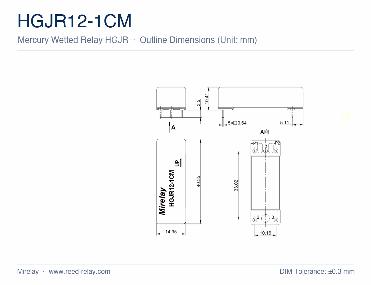 HGJR12-1CM Mercury Wetted Reed Relay