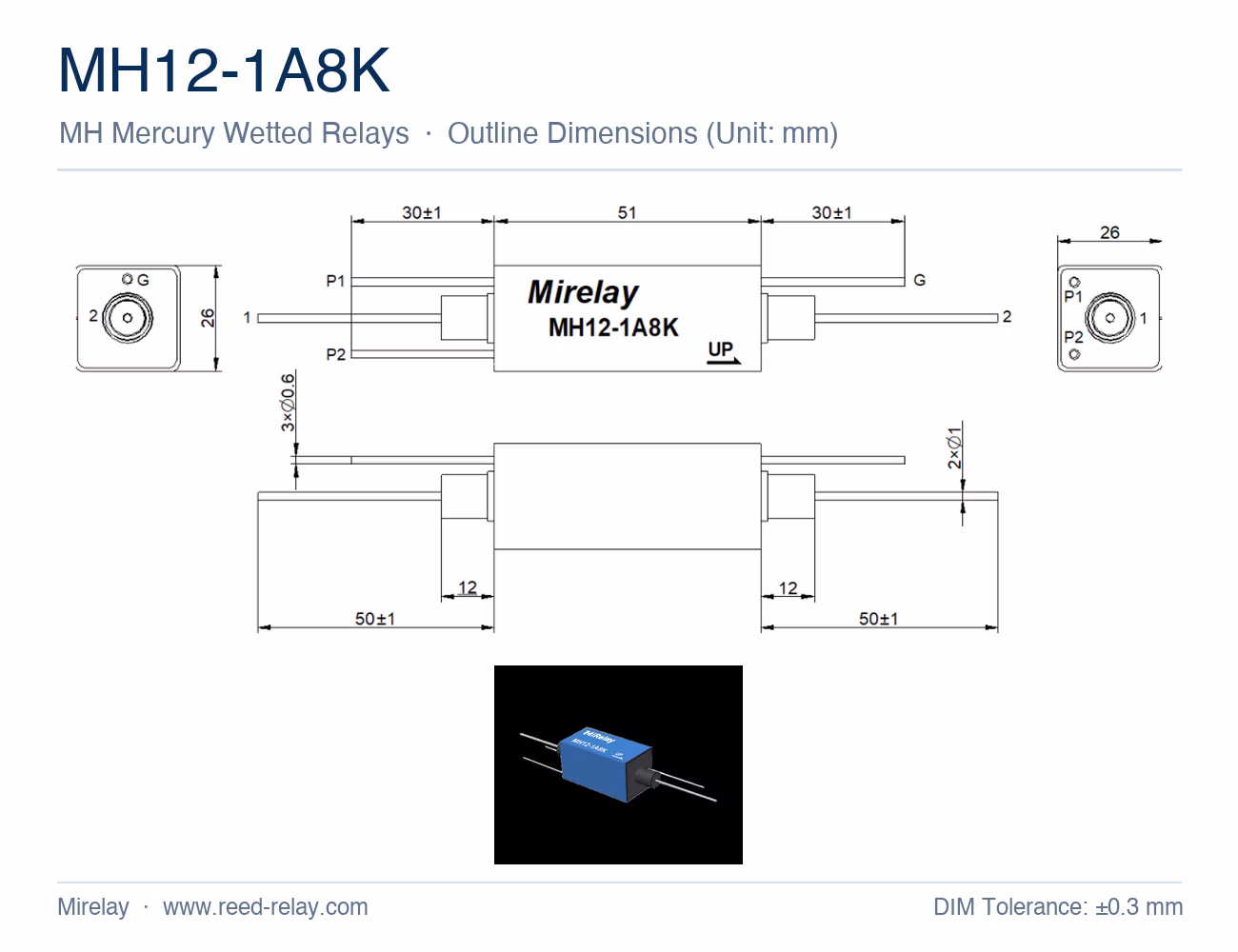 MH12-1A8K Mercury Wetted Reed Relay