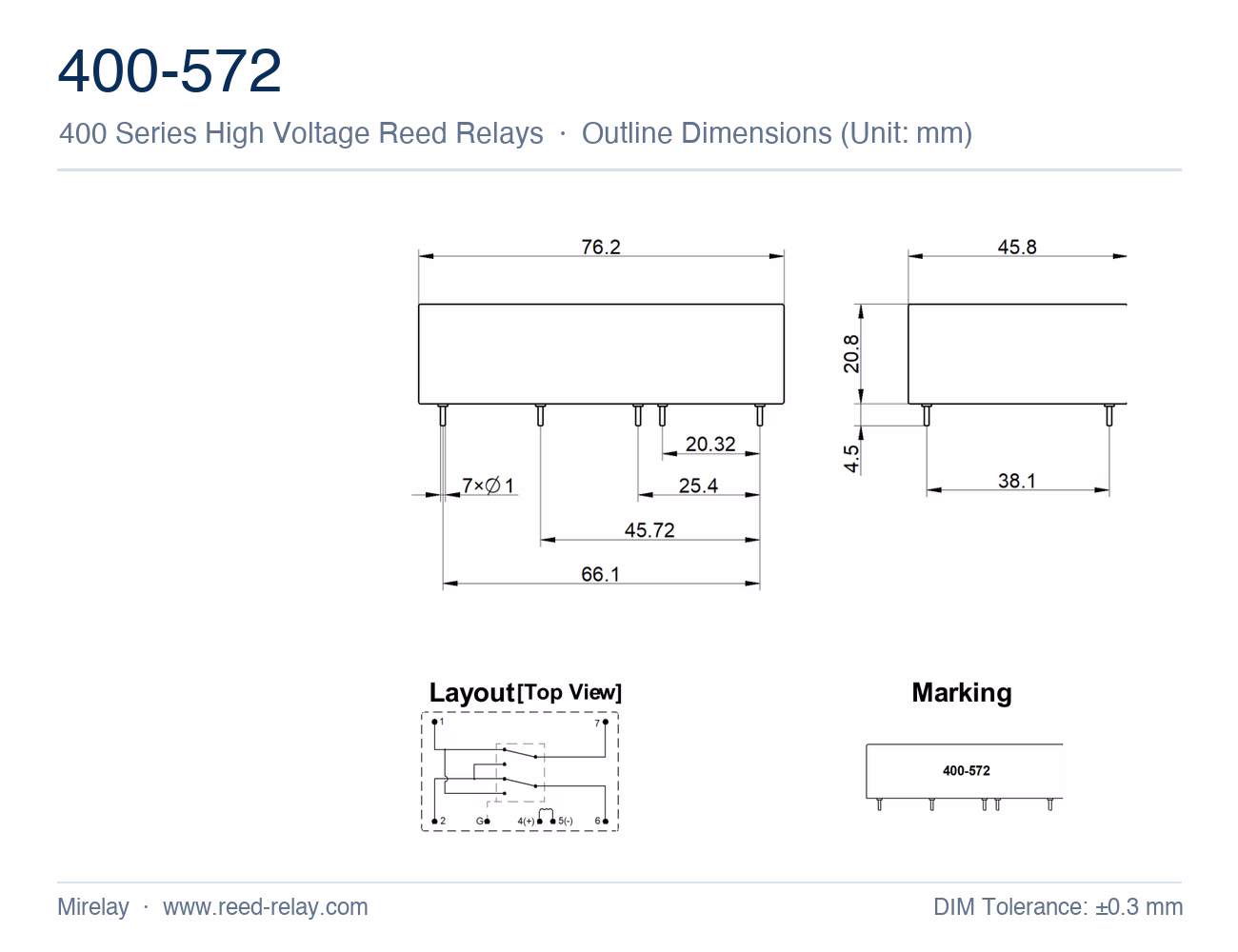 400-572 High Voltage Reed Relay