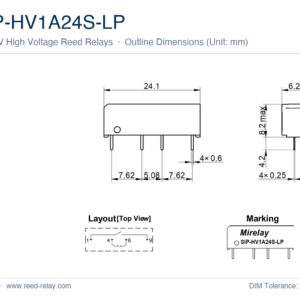 SIP-HV1A24S-LP High Voltage Reed Relay