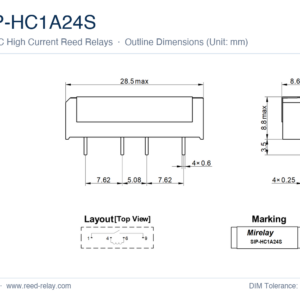 SIP-HC1A24S High Voltage Reed Relay