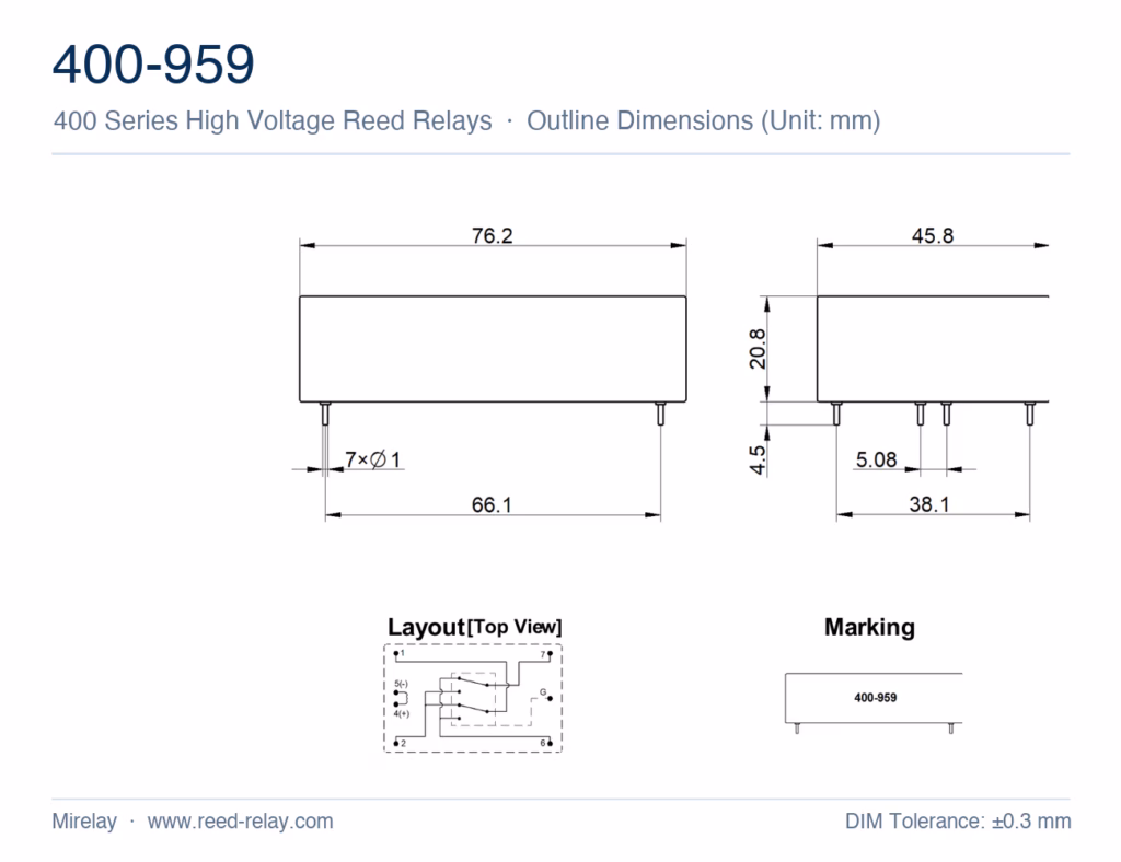 400-959 High Voltage Reed Relay