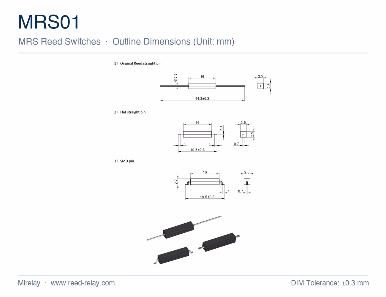 MRS01 Molded Reed Switch