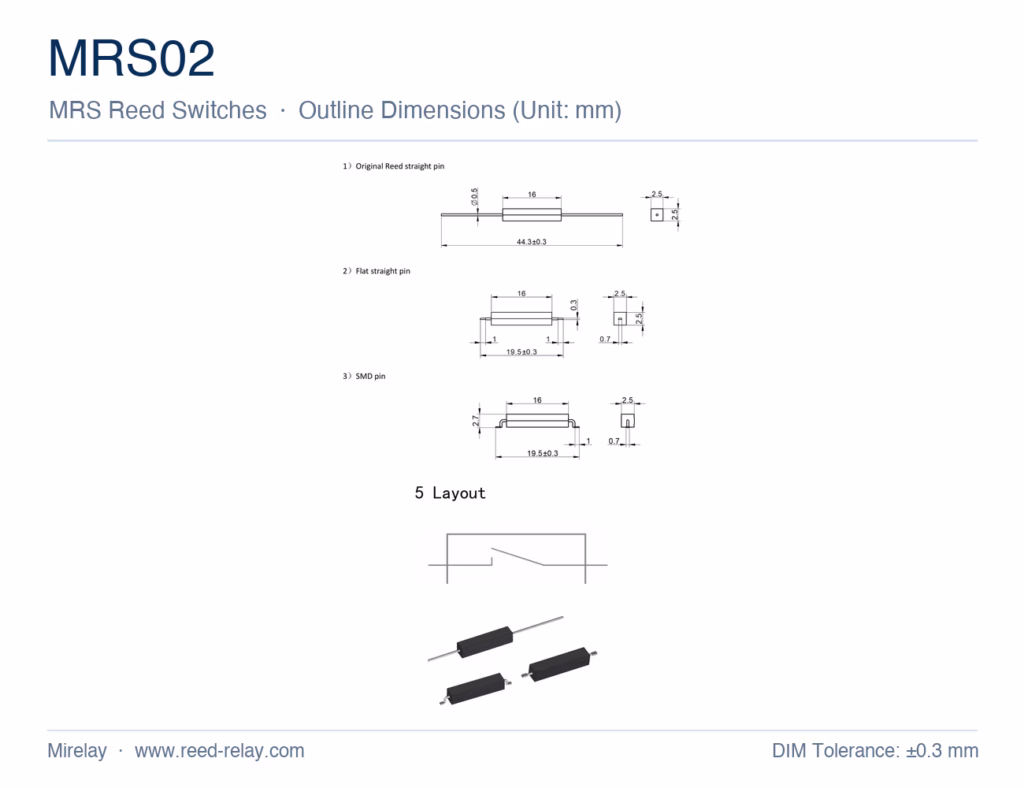 MRS02 Molded Reed Switch