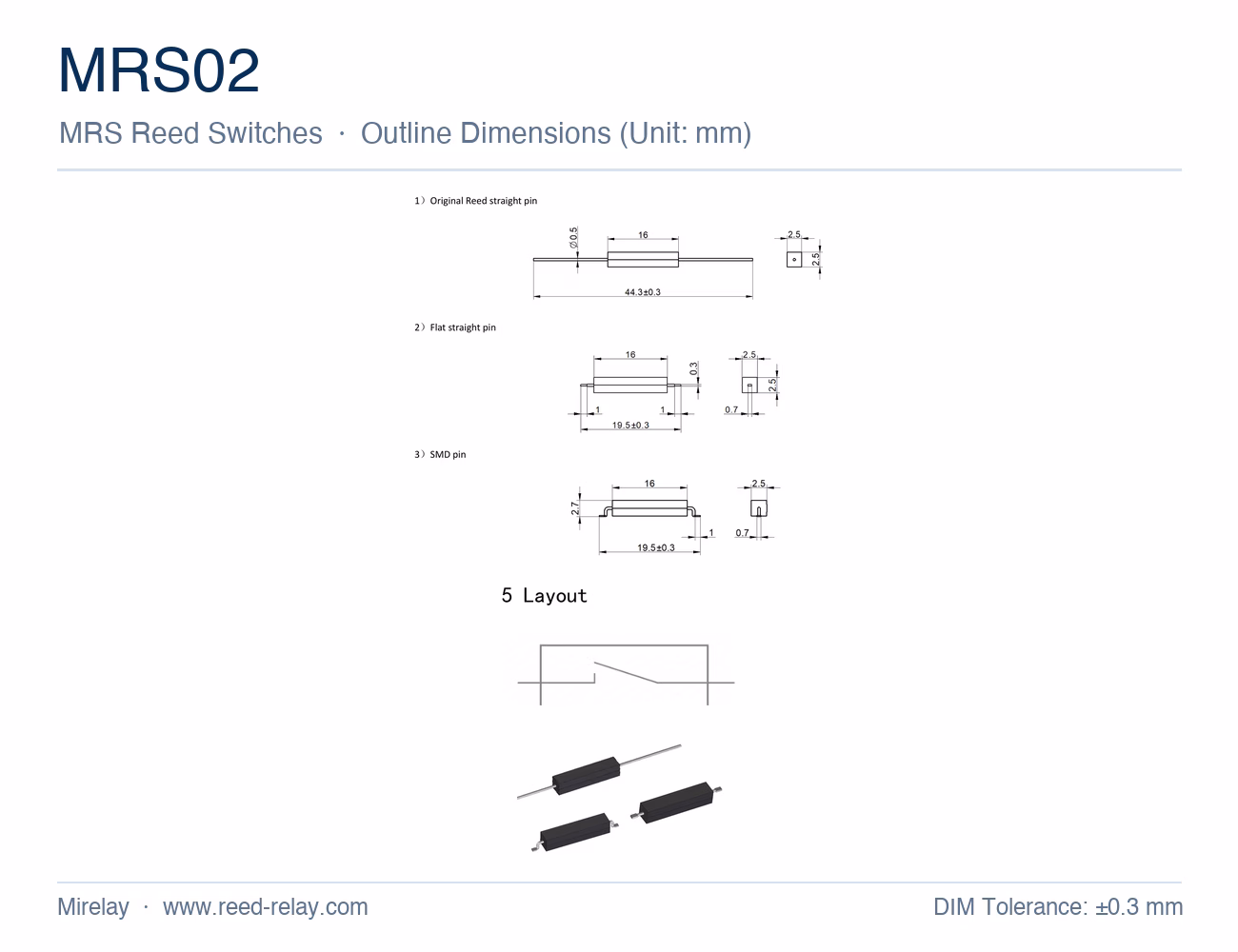 MRS02 Molded Reed Switch