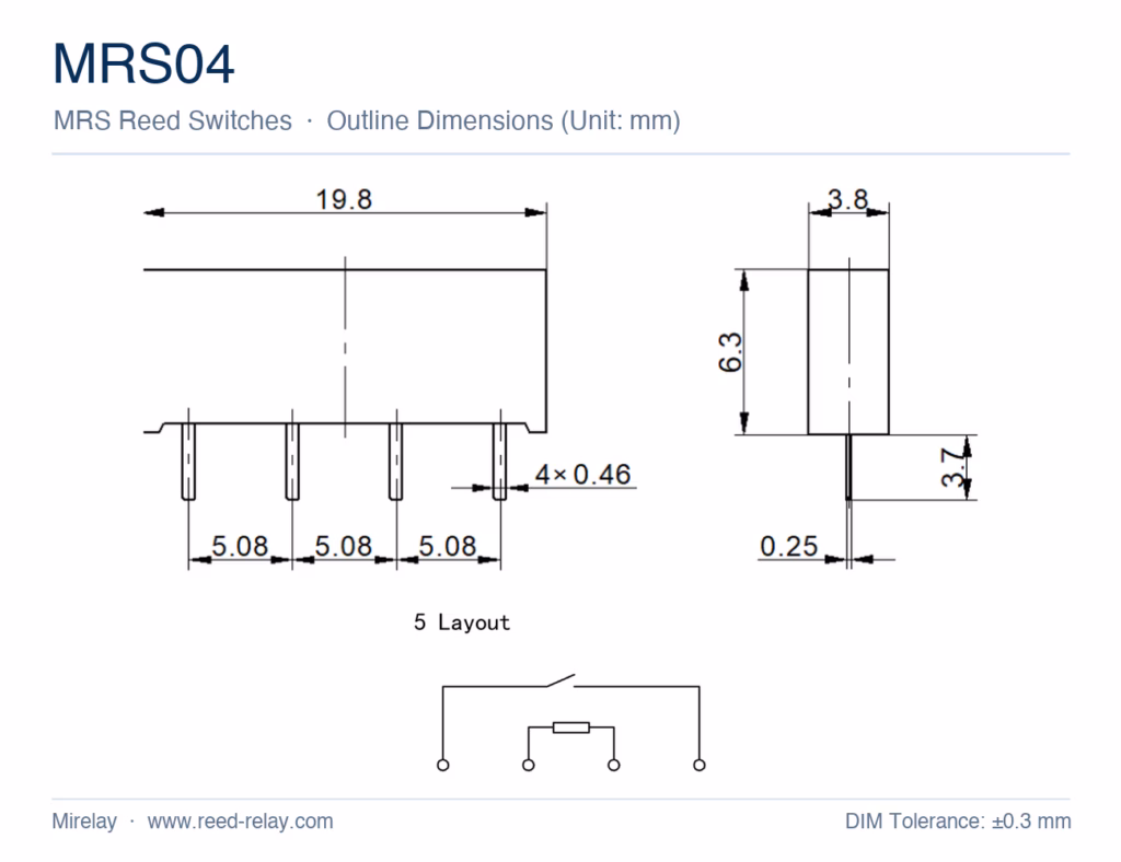 MRS04 Molded Reed Switch