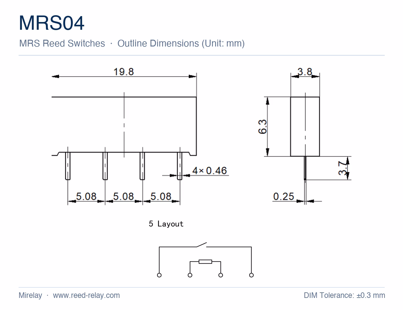 MRS04 Molded Reed Switch