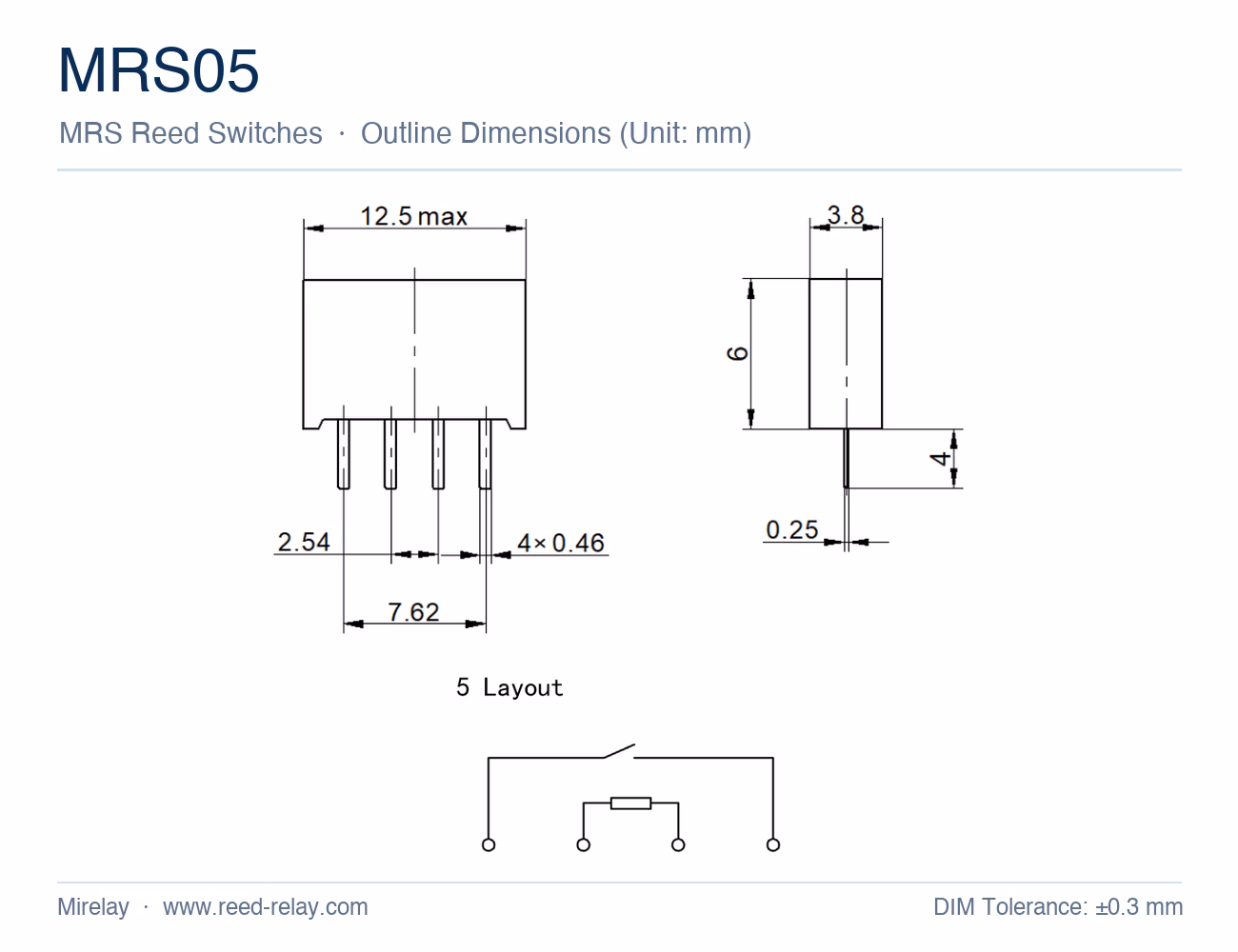 MRS05 Molded Reed Switch