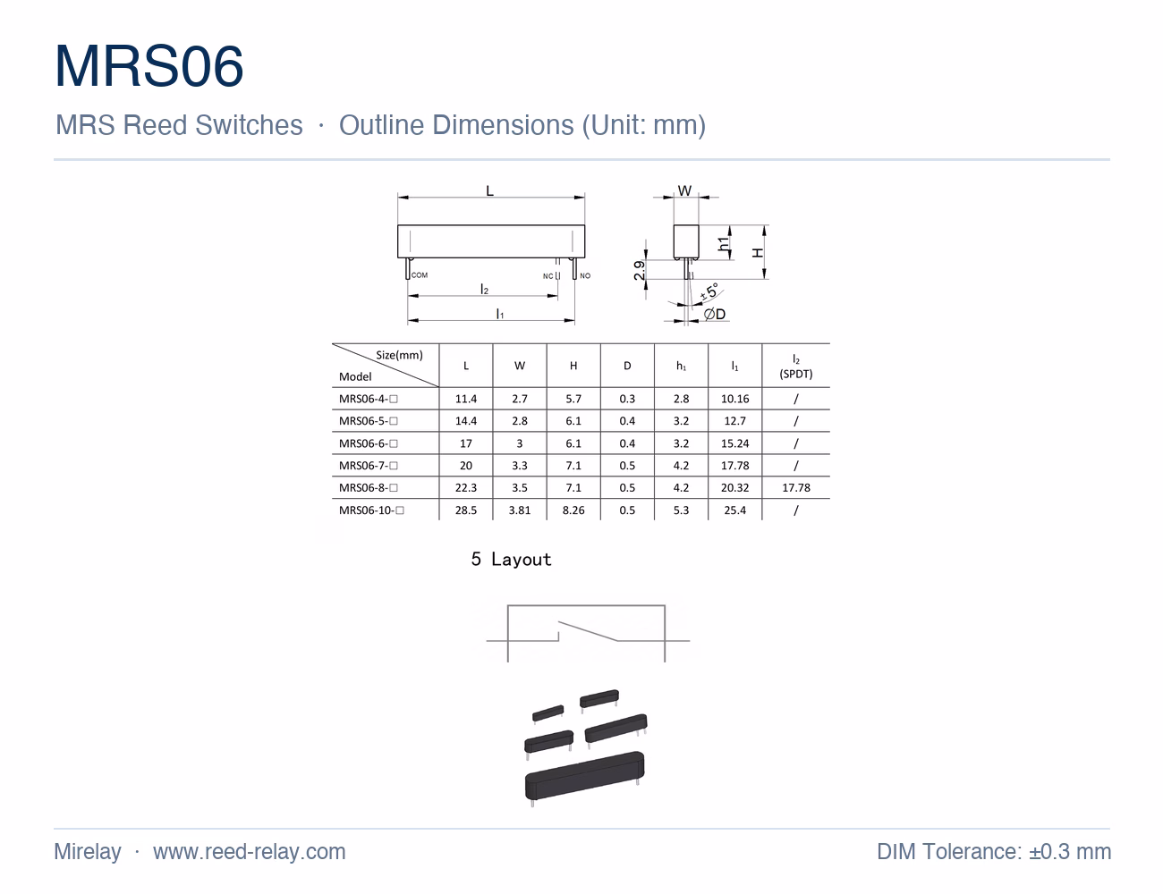 MRS06 PCB Mount Reed Switch