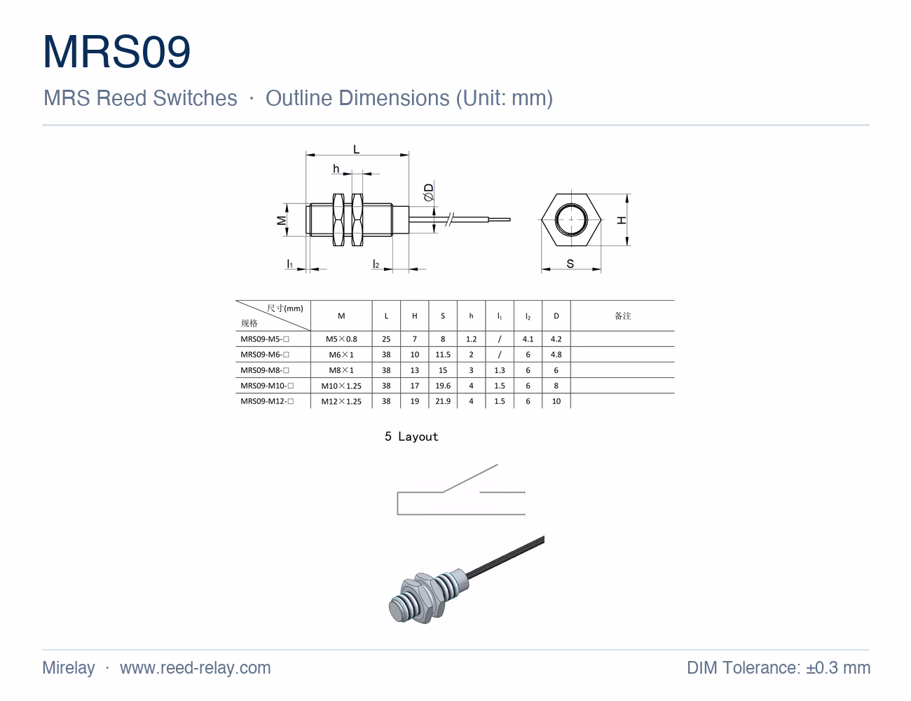 MRS09 Reed Proximity Switch