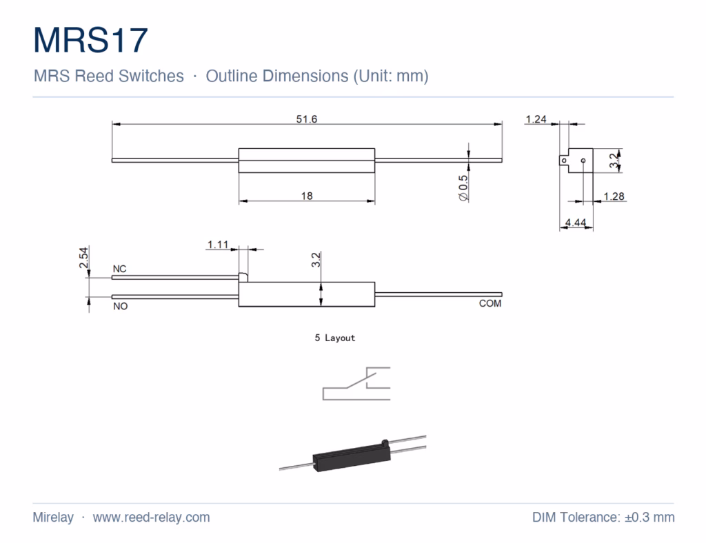 MRS17 Molded Reed Switch