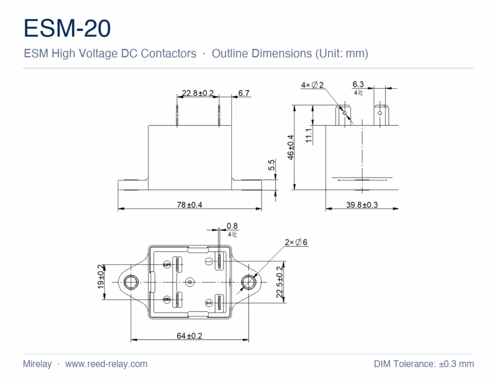 ESM-20 High Voltage DC Contactor