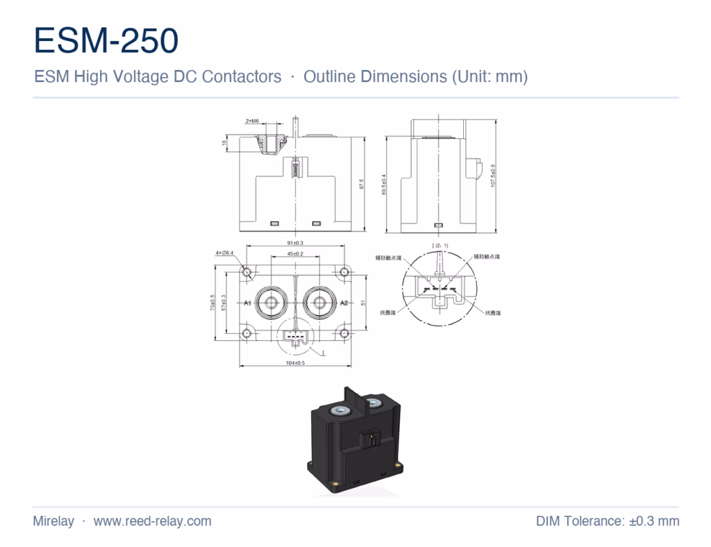 ESM-250 High Voltage DC Contactor