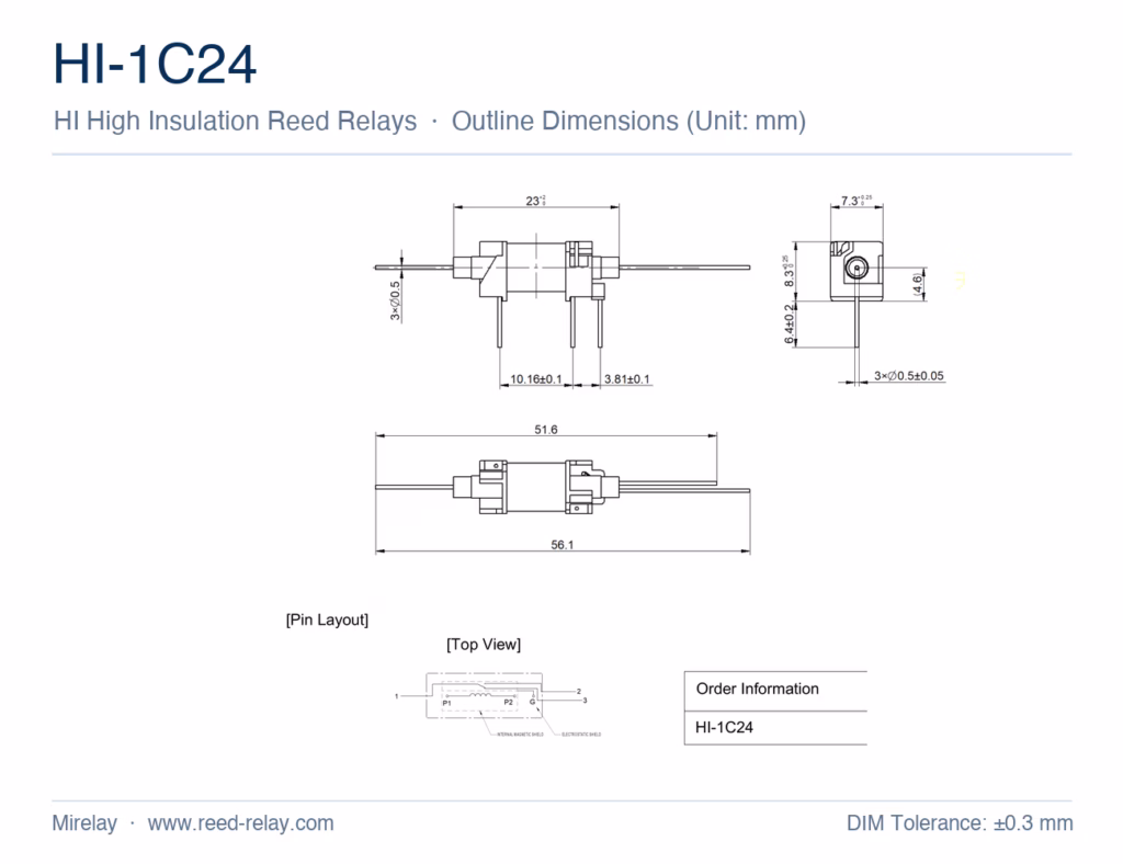 HI-1C24 High Insulation Reed Relay