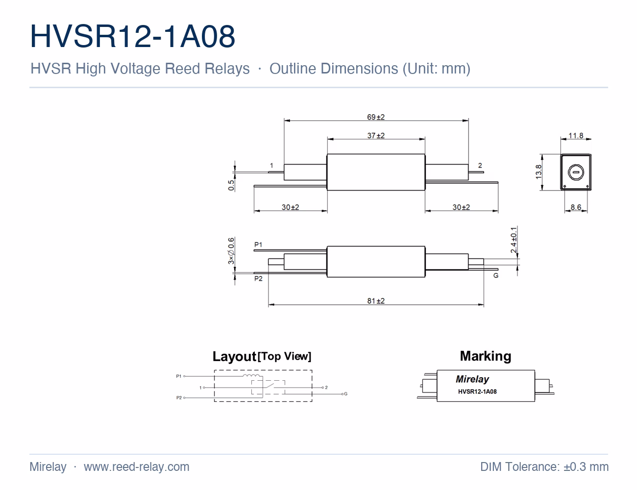 HVSR12-1A08 High Voltage Reed Relay