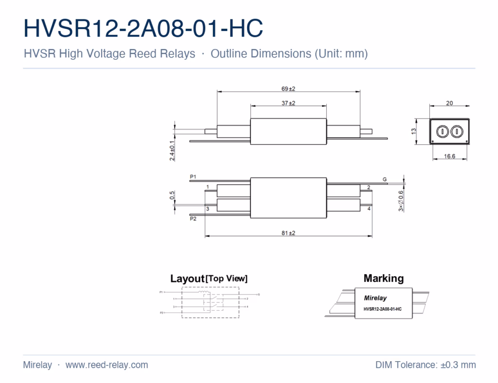 HVSR12-2A08-01-HC High Voltage Reed Relay