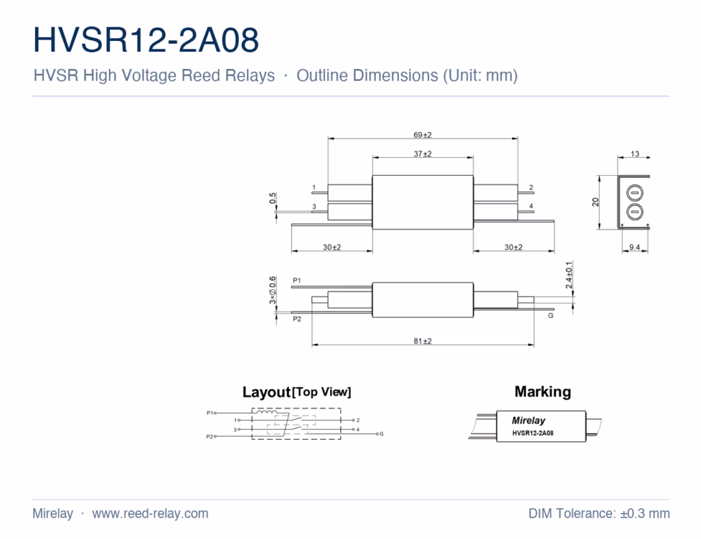HVSR12-2A08 High Voltage Reed Relay