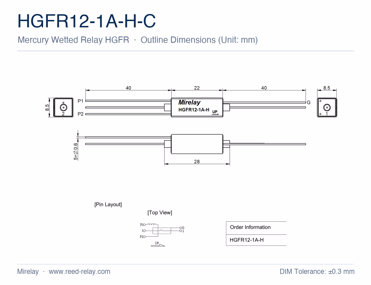 HGFR12-1A-H-C Mercury Wetted Reed Relay