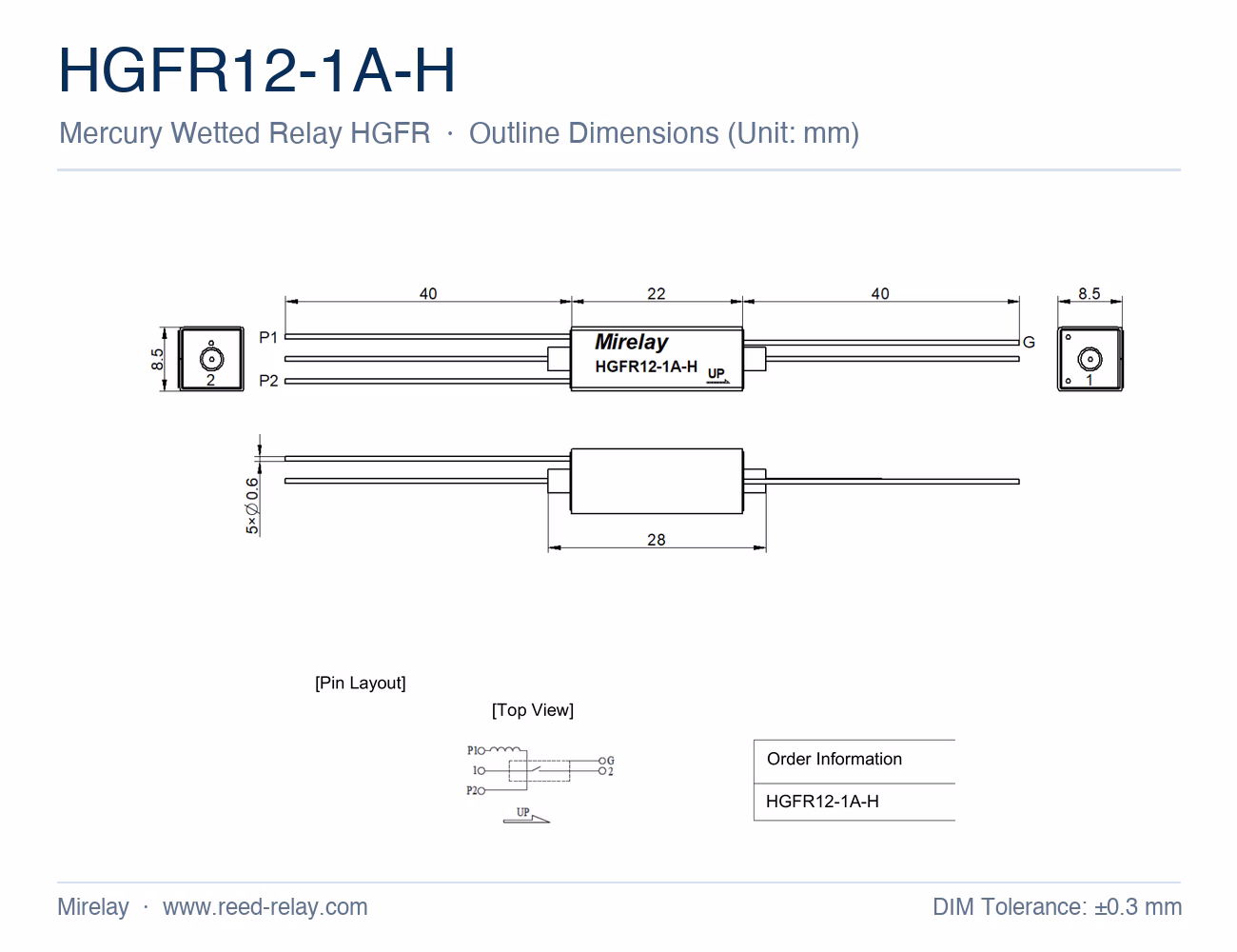 HGFR12-1A-H Mercury Wetted Reed Relay