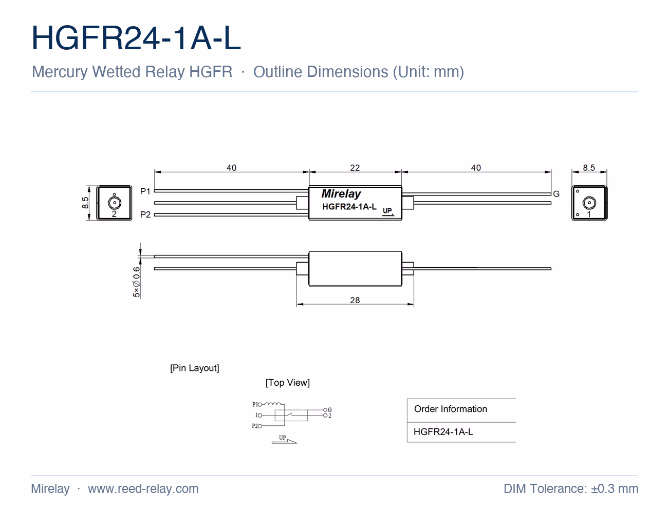 HGFR24-1A-L Mercury Wetted Reed Relay