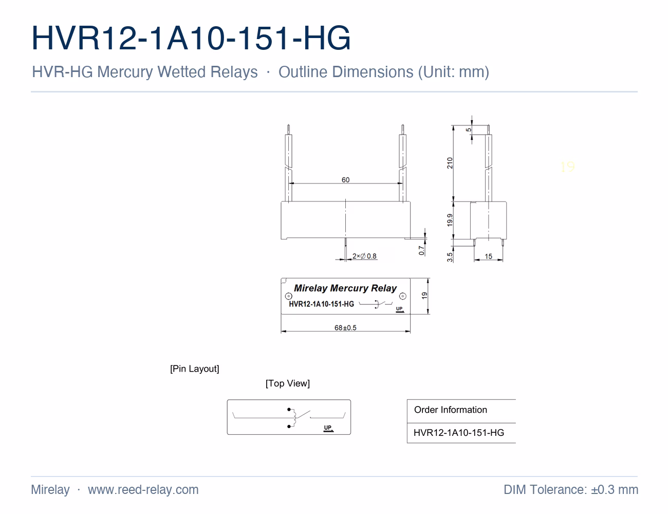 HVR12-1A10-151-HG Mercury Wetted Reed Relay