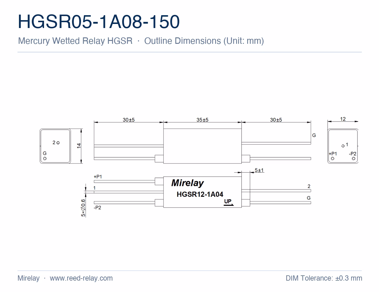 HGSR05-1A08-150 Mercury Wetted Reed Relay