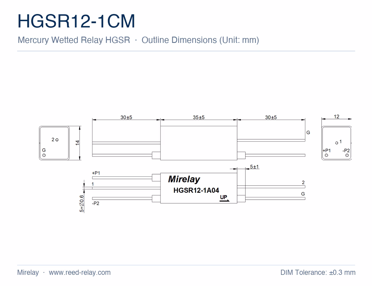 HGSR12-1CM Mercury Wetted Reed Relay