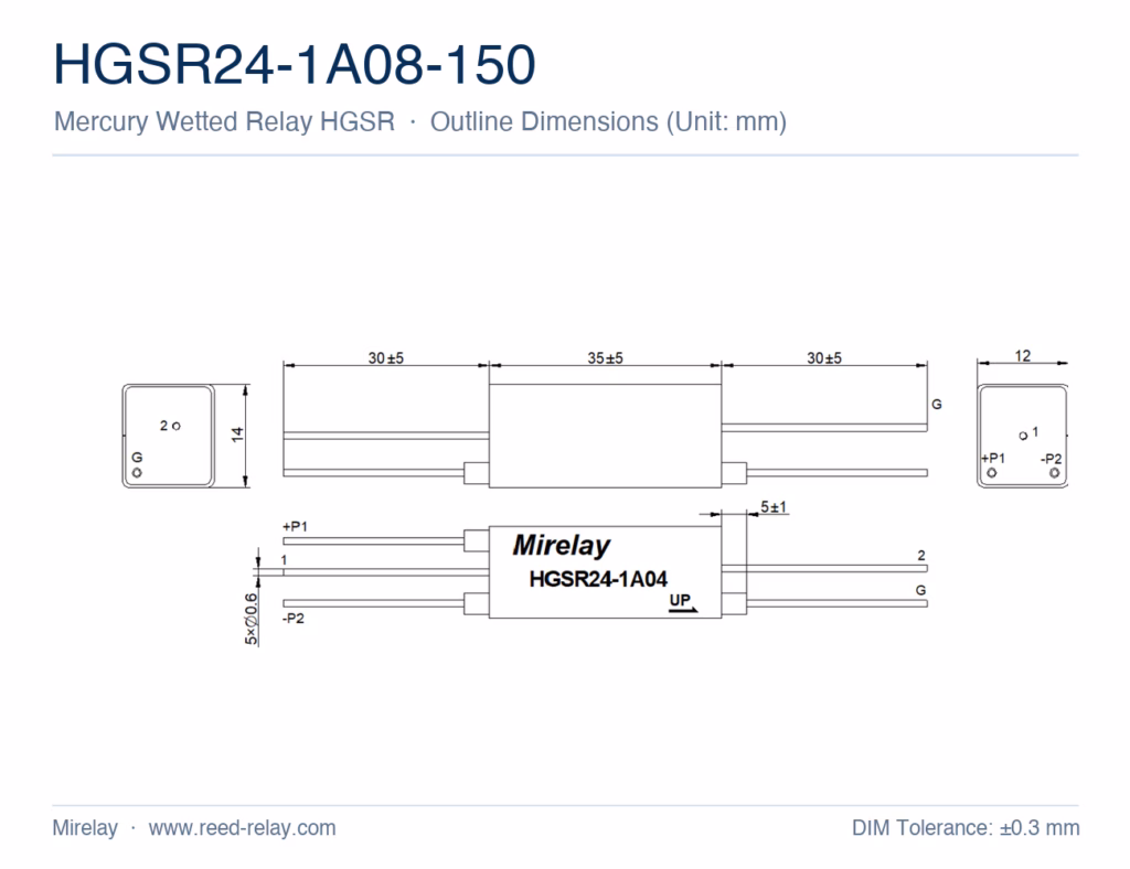HGSR24-1A08-150 Mercury Wetted Reed Relay