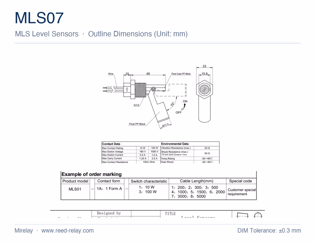 MLS07 Level Sensor