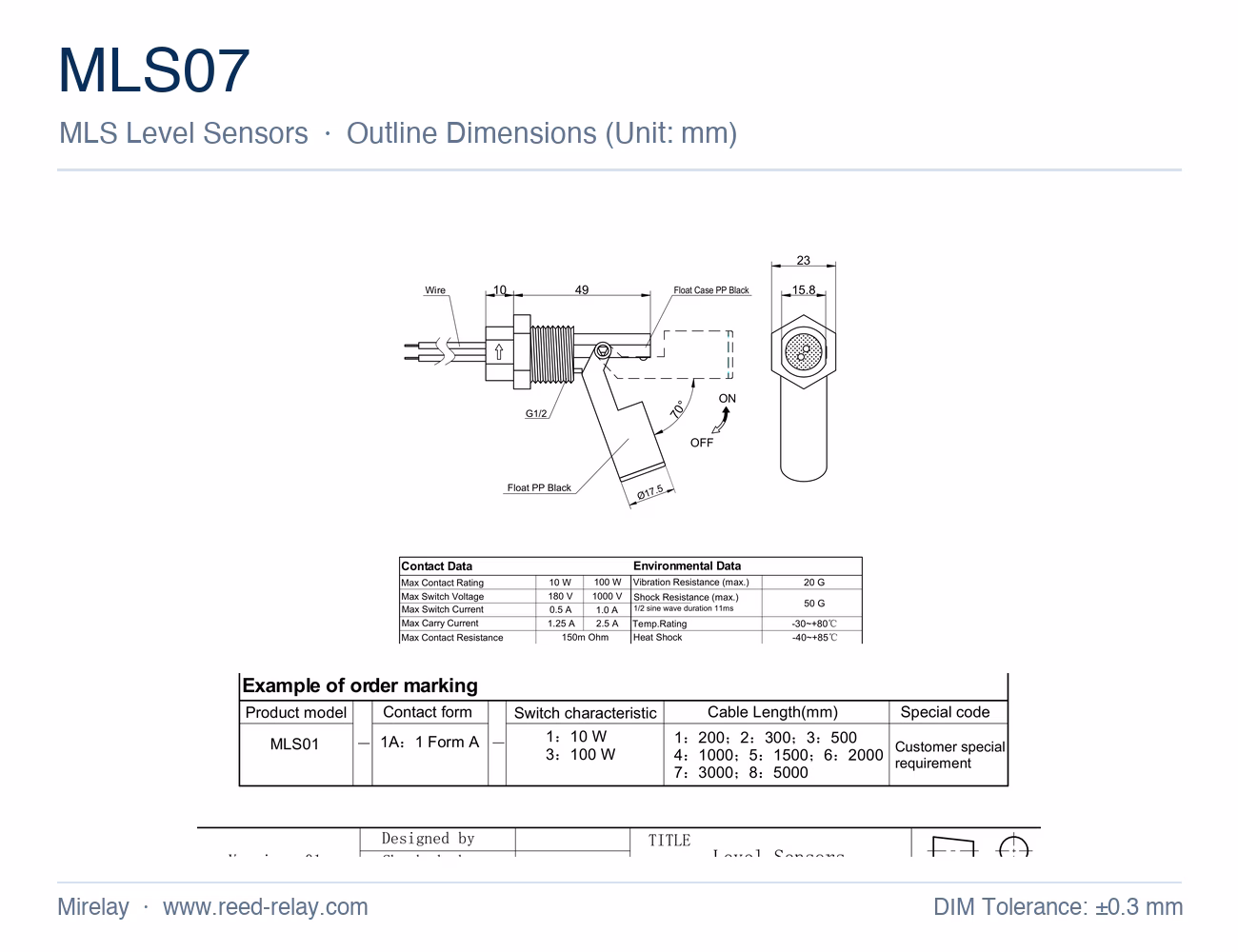 MLS07 Level Sensor