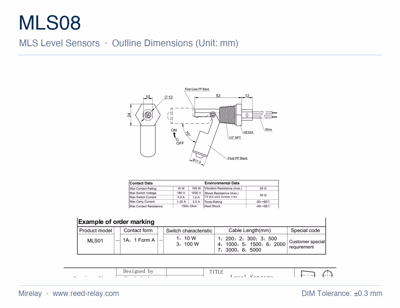 MLS08 Level Sensor