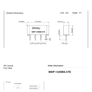 MSIP-1A05BS-ATE Miniature SIP Reed Relay