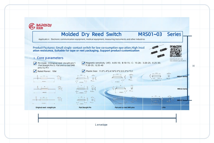 Reed sensor and float switch selection details product reference image